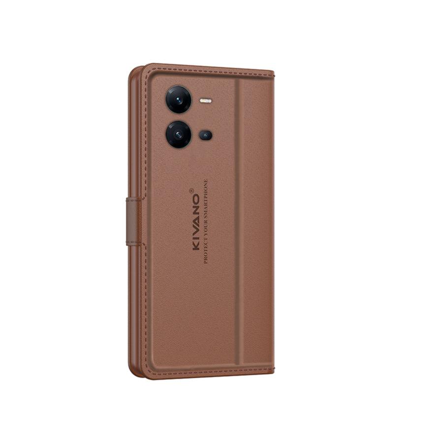 Leather Wallet Case for Vivo V25 5G ?Stylish Flip Folio Cover with Card Holder, Stand, Ideal for Both Men and Women -KIVANO LUXE - Aibex