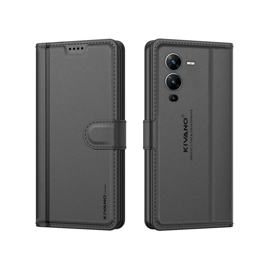 Leather Wallet Case for Vivo V25 Pro ?Stylish Flip Folio Cover with Card Holder, Stand, Ideal for Both Men and Women -KIVANO LUXE - Aibex