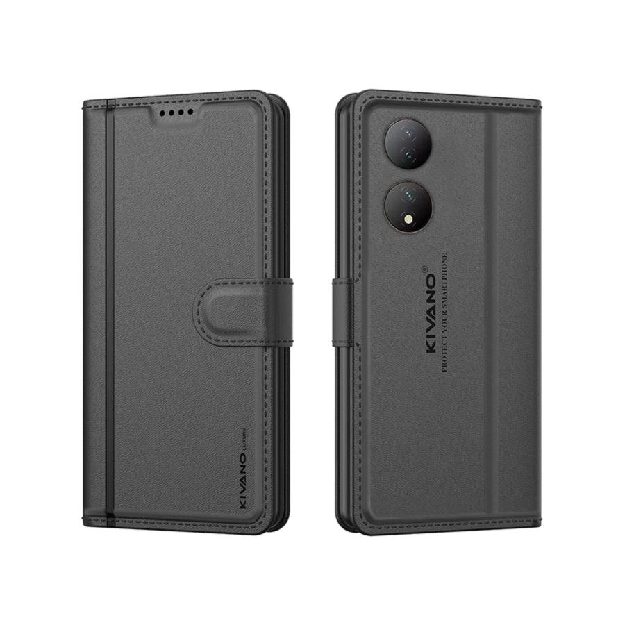 Leather Wallet Case for Vivo Y100/ Vivo T2 5G?Stylish Flip Folio Cover with Card Holder, Stand, Ideal for Both Men and Women -KIVANO LUXE - Aibex
