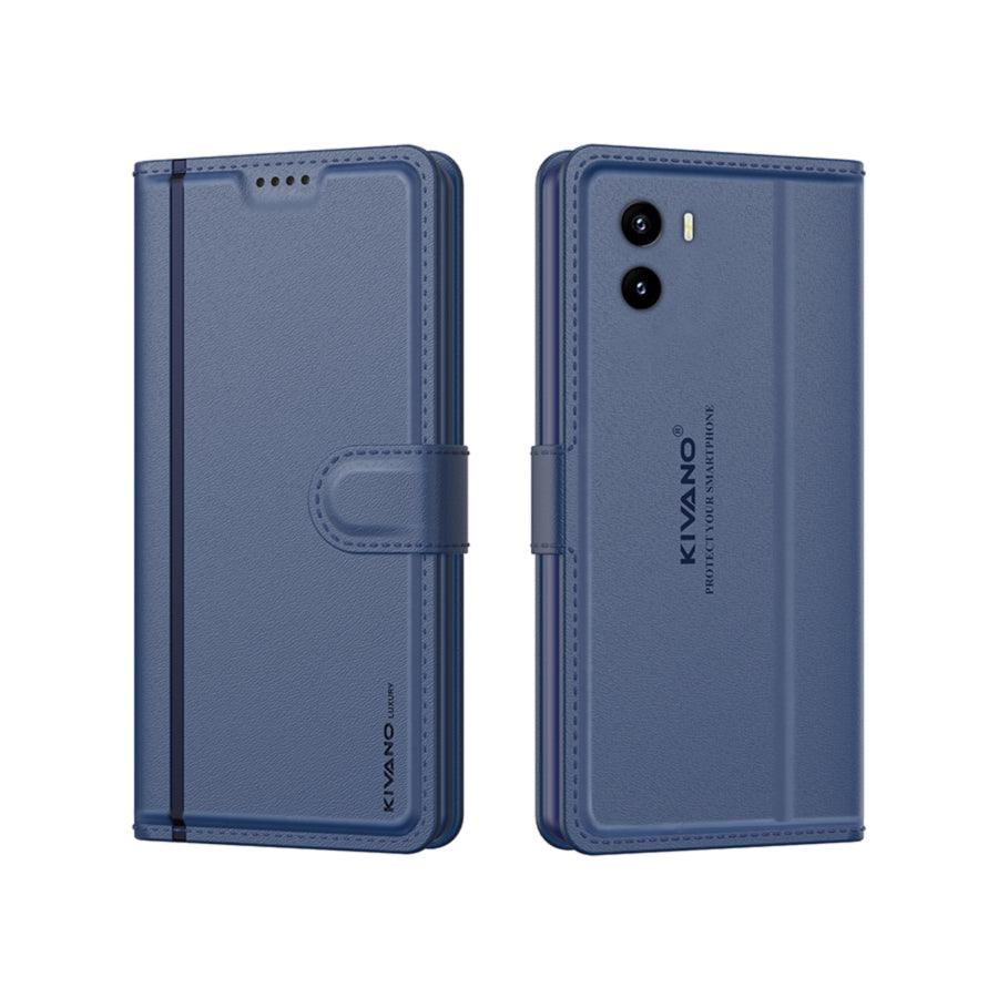Leather Wallet Case for Vivo Y15s 2022 / Vivo Y01?Stylish Flip Folio Cover with Card Holder, Stand, Ideal for Both Men and Women -KIVANO LUXE - Aibex