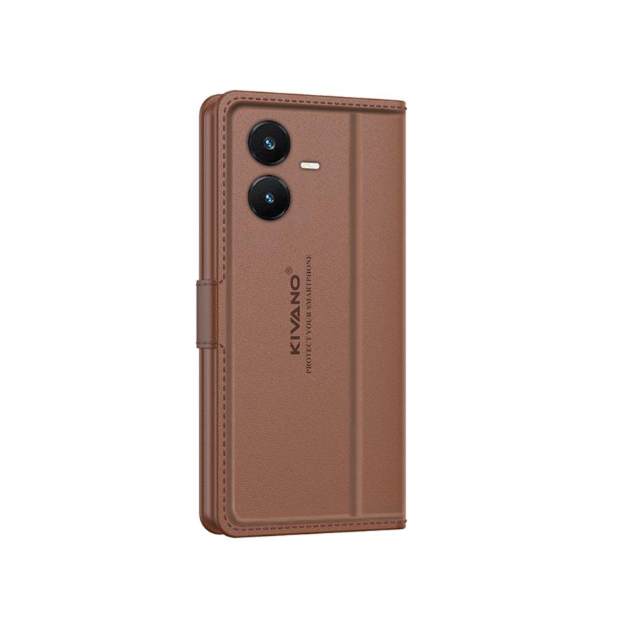 Leather Wallet Case for Vivo Y22 ?Stylish Flip Folio Cover with Card Holder, Stand, Ideal for Both Men and Women-KIVANO LUXE - Aibex