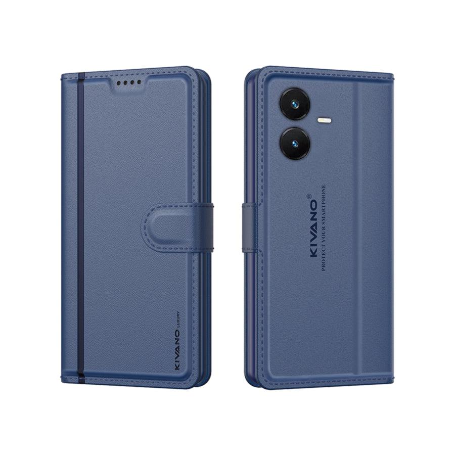 Leather Wallet Case for Vivo Y22 ?Stylish Flip Folio Cover with Card Holder, Stand, Ideal for Both Men and Women-KIVANO LUXE - Aibex