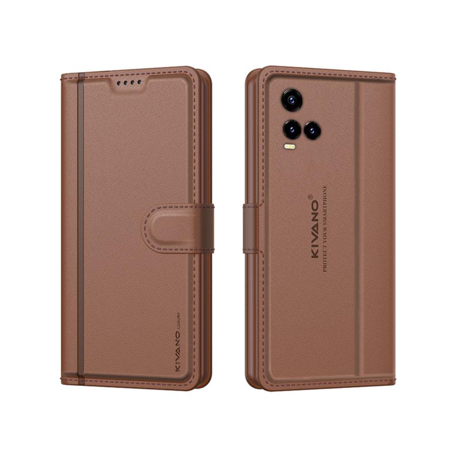 Leather Wallet Case for Vivo Y33S / Vivo Y21s / Vivo Y21 (2021) / Vivo Y21e ?Stylish Flip Folio Cover with Card Holder, Stand-KIVANO LUXE - Aibex