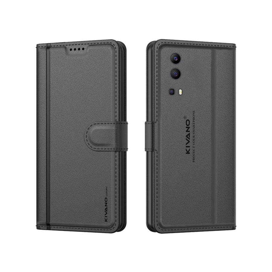 Leather Wallet Case for Vivo Y72 5G ?Stylish Flip Folio Cover with Card Holder, Stand, Ideal for Both Men and Women-KIVANO LUXE - Aibex