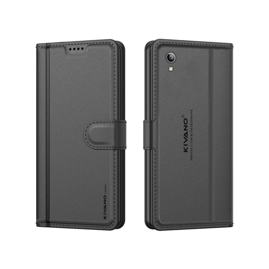 Leather Wallet Case for Vivo Y91i / Vivo 1s / Vivo Y90 ?Stylish Flip Folio Cover with Card Holder, Stand -KIVANO LUXE - Aibex