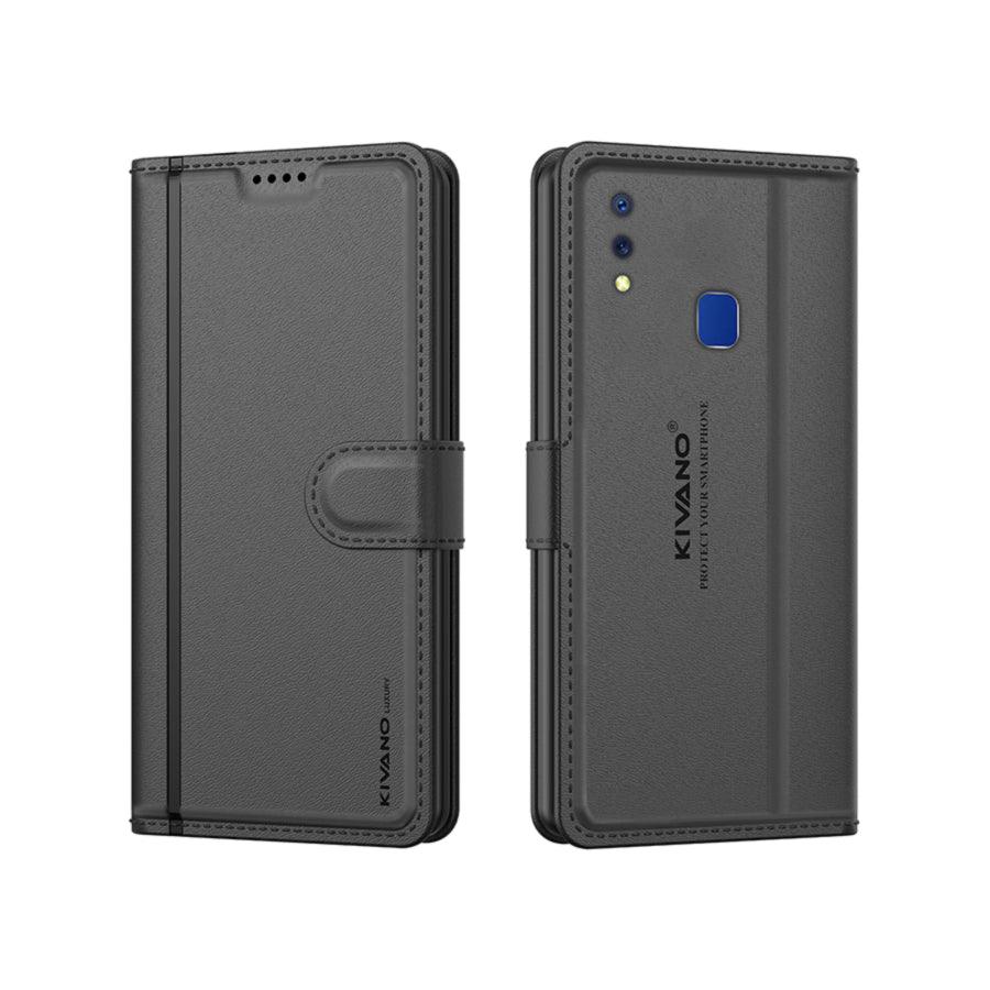 Leather Wallet Case for Vivo Y95 / Vivo Y93 / Vivo Y91 ?Stylish Flip Folio Cover with Card Holder, Stand -KIVANO LUXE - Aibex