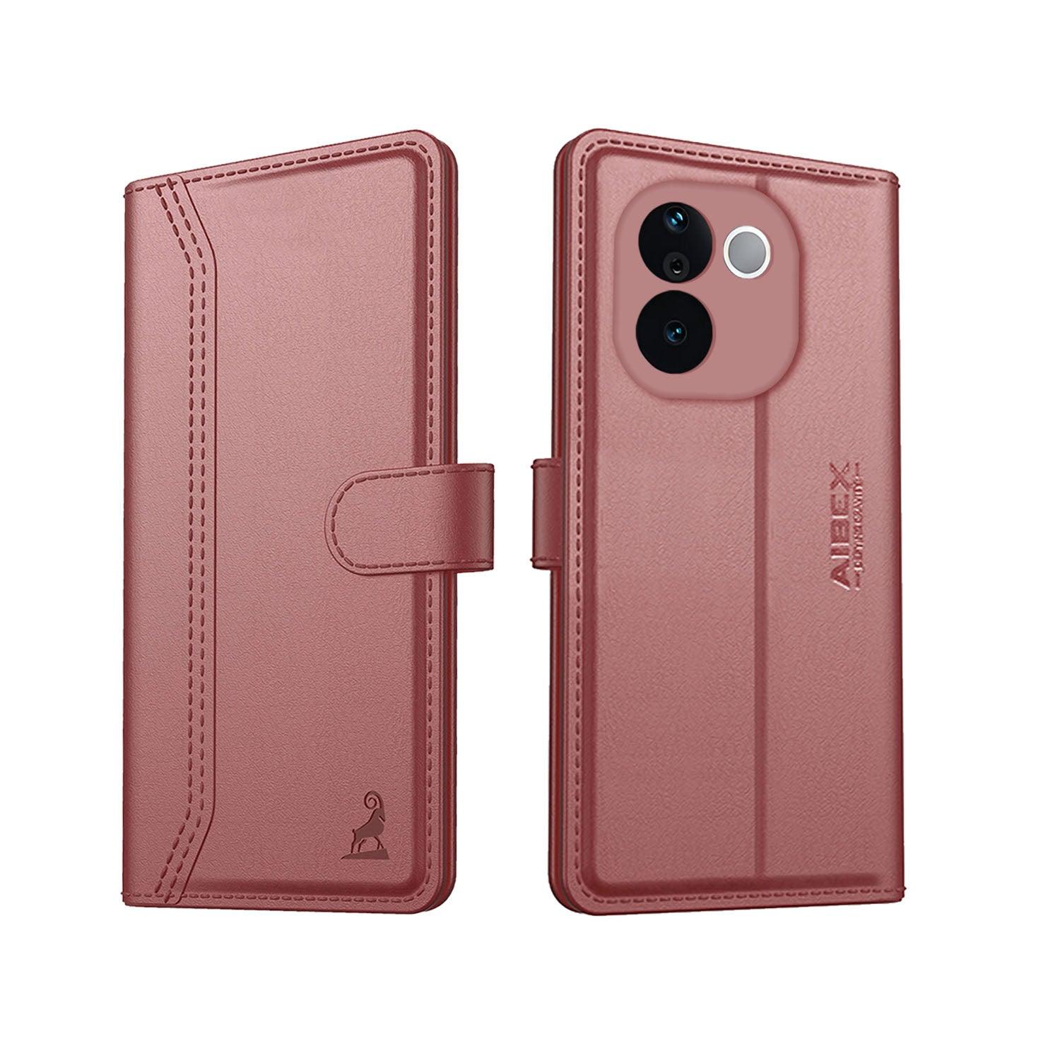 Vivo T3 Pro 5G Aibex PU Leather Flip Cover Foldable Stand & Pocket Magnetic Closure - Aibex