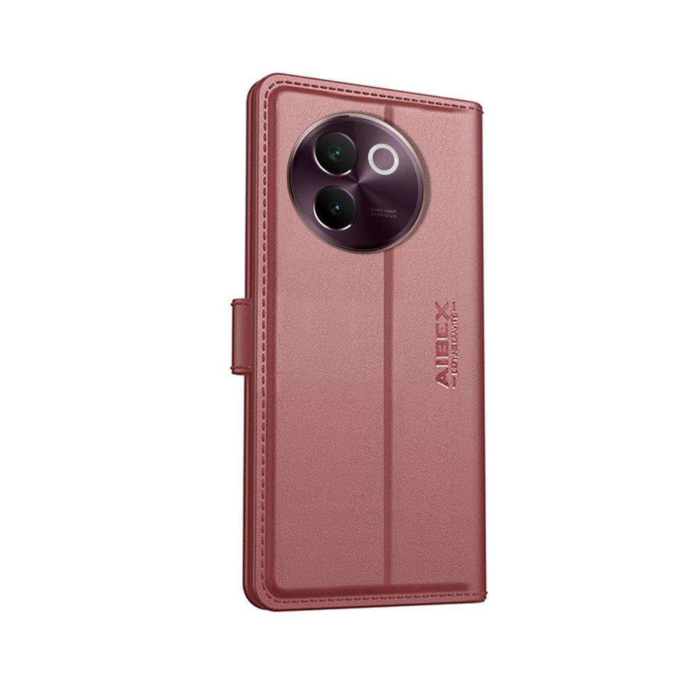 Vivo V30E 5G Aibex PU Leather Flip Cover Foldable Stand & Pocket Magnetic Closure - Aibex
