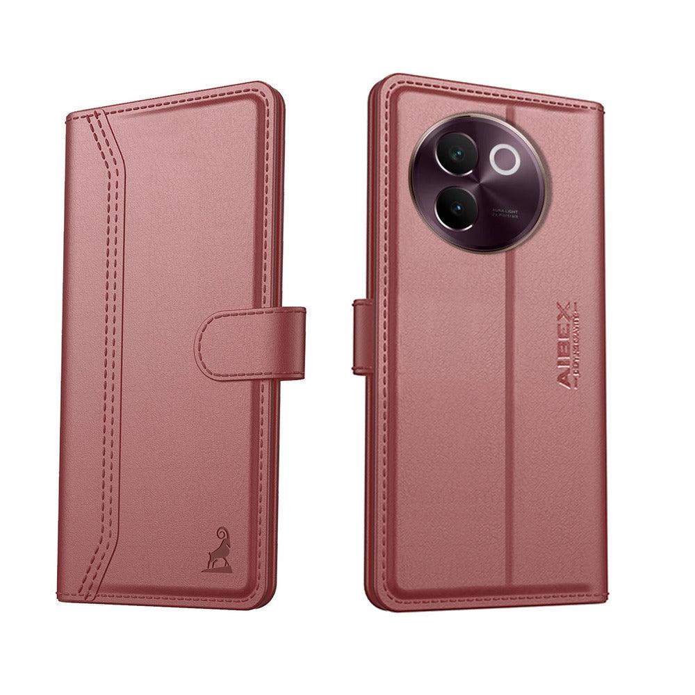 Vivo V30E 5G Aibex PU Leather Flip Cover Foldable Stand & Pocket Magnetic Closure - Aibex