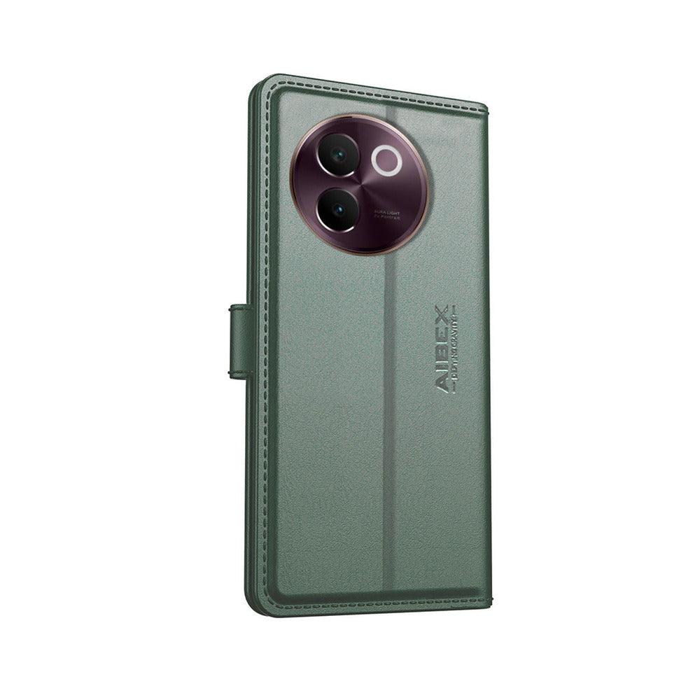 Vivo V30E 5G Aibex PU Leather Flip Cover Foldable Stand & Pocket Magnetic Closure - Aibex