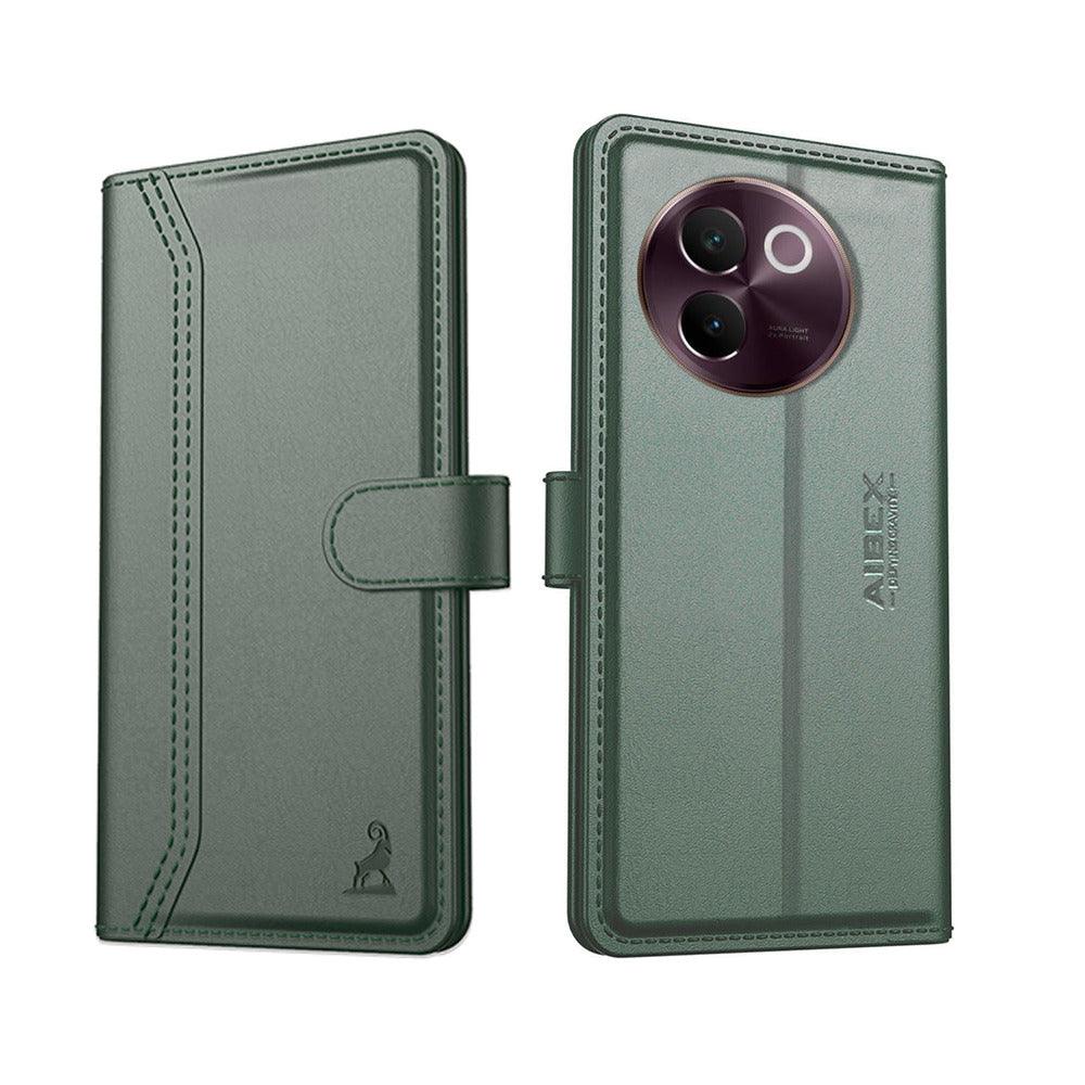 Vivo V30E 5G Aibex PU Leather Flip Cover Foldable Stand & Pocket Magnetic Closure - Aibex