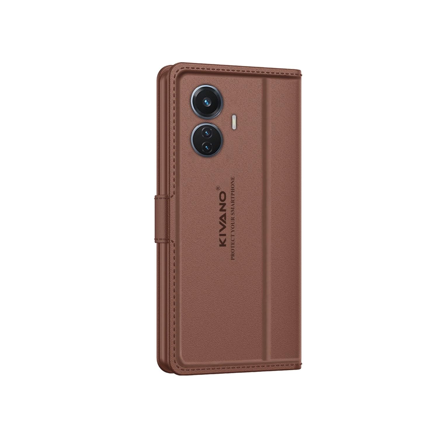 Leather Wallet Case for Vivo T1 44W / Vivo T1 4G ?Stylish Flip Folio Cover with Card Holder, Stand -KIVANO LUXE - Aibex