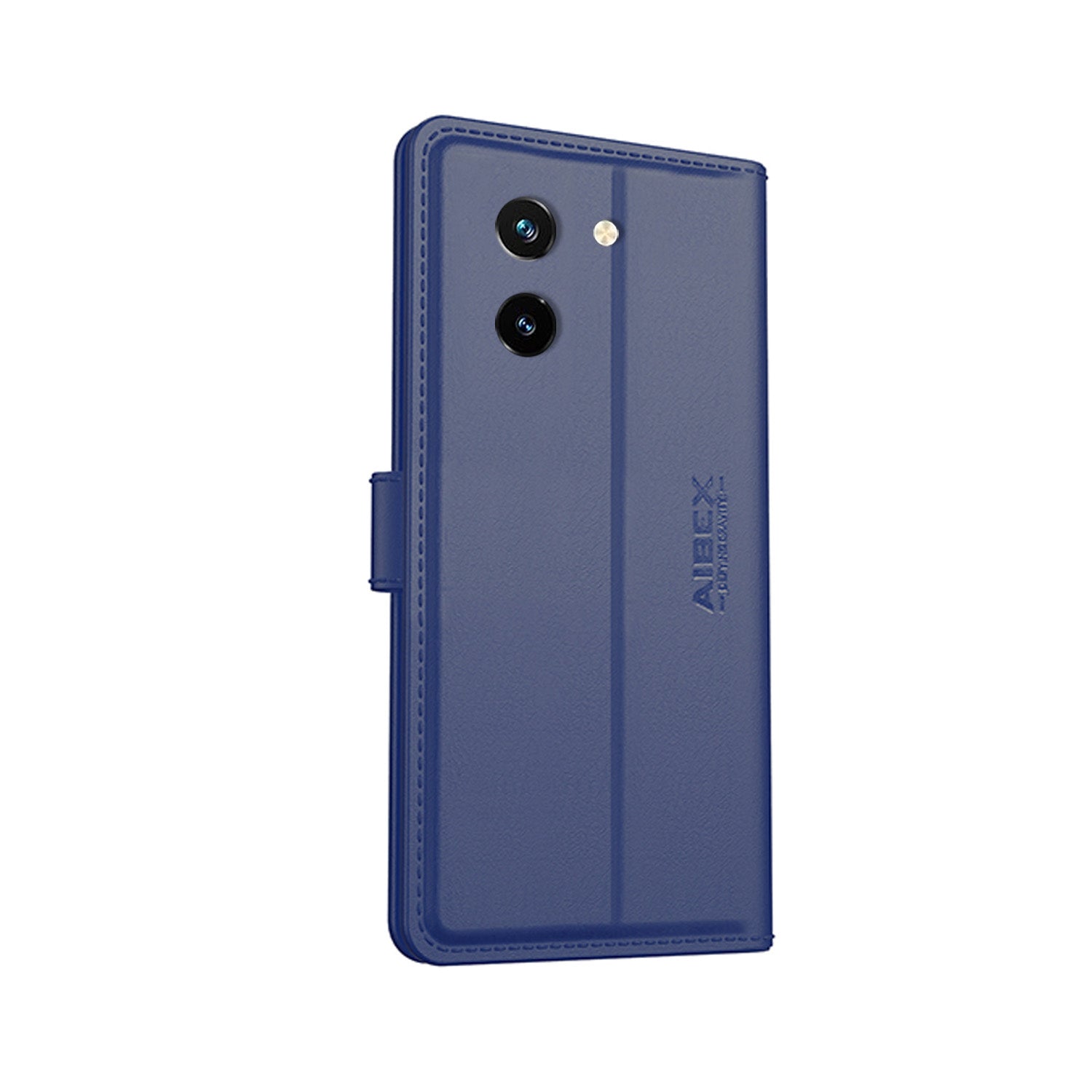Vivo Y300 Plus Flip Cover and Case Aibex PU Leather Design and Compatible Blue