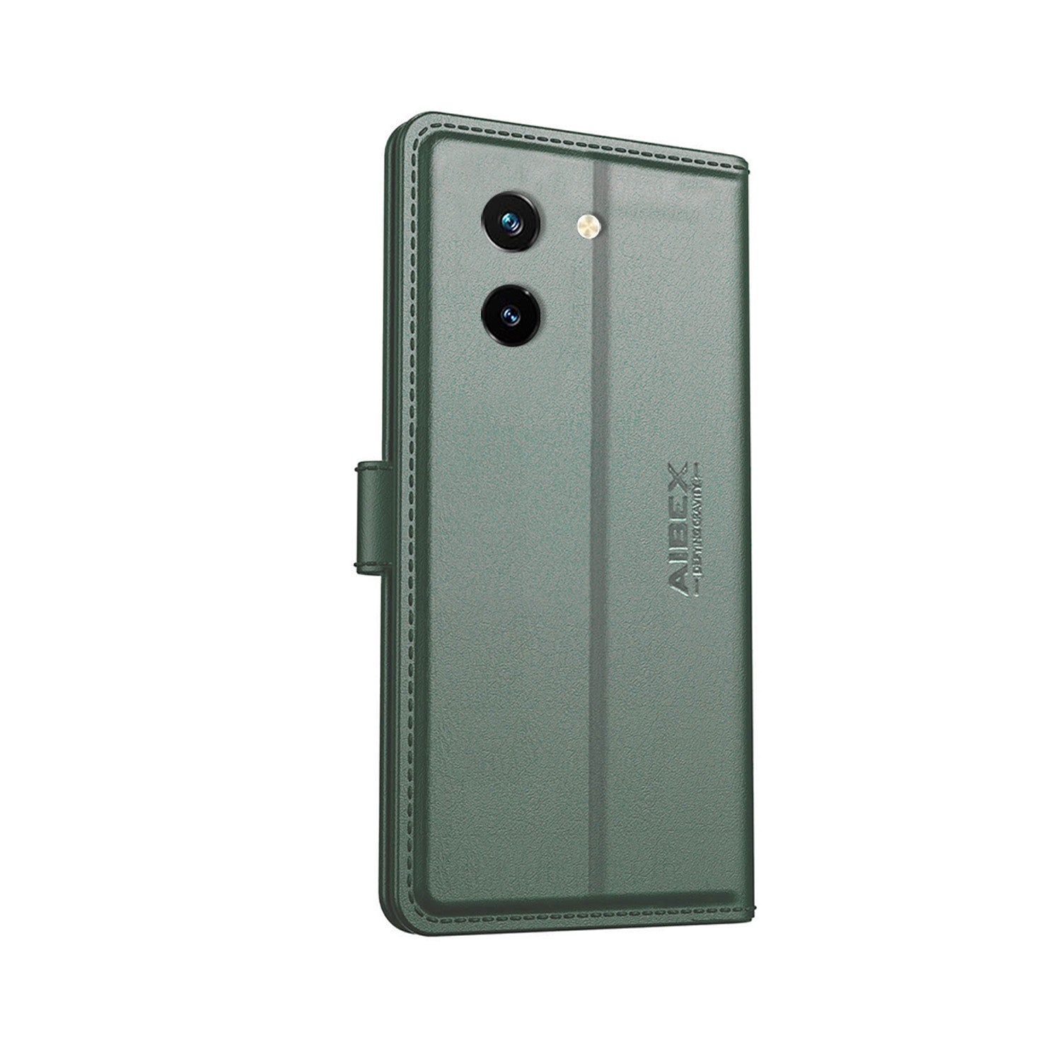 Vivo Y300 Plus Flip Cover and Case Aibex PU Leather Design and Compatible Green