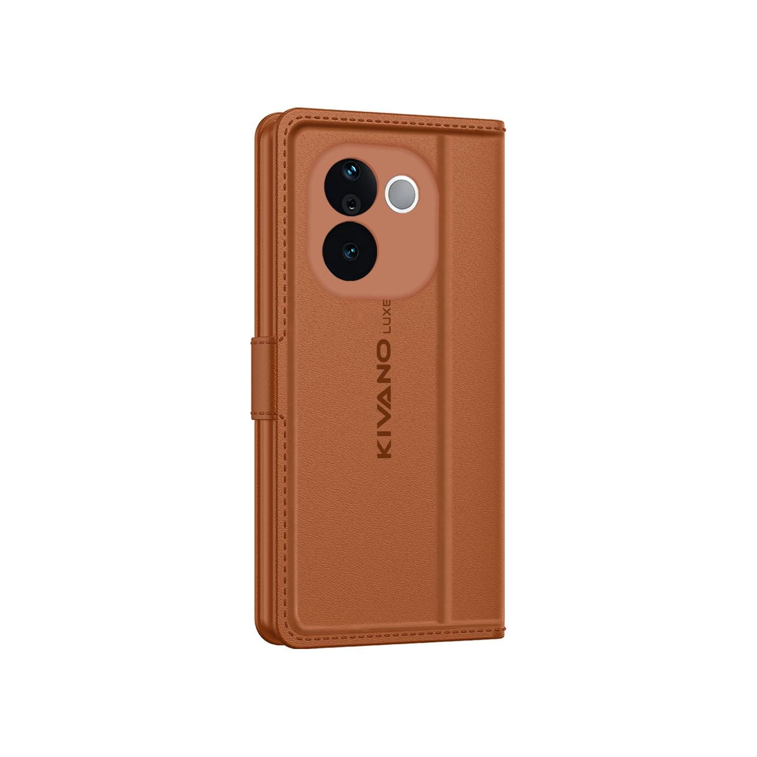 Leather Wallet Case for vivo v30e 5G Stylish Flip Folio Cover with Card Holder, Stand -KIVANO LUXE - Aibex