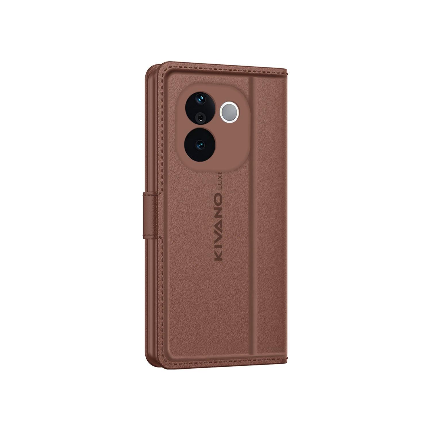 Leather Wallet Case for vivo v30e 5G Stylish Flip Folio Cover with Card Holder, Stand -KIVANO LUXE - Aibex