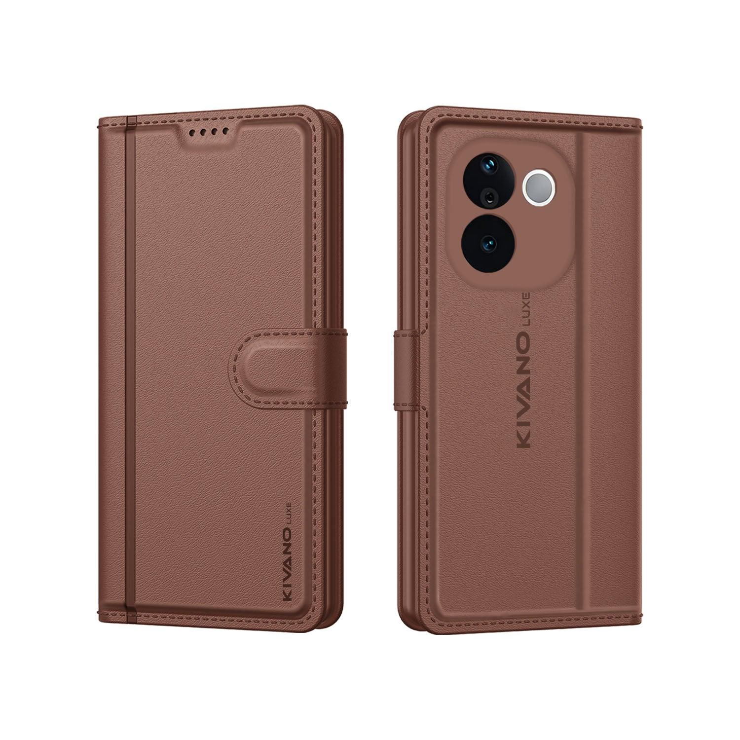 Leather Wallet Case for vivo v30e 5G Stylish Flip Folio Cover with Card Holder, Stand -KIVANO LUXE - Aibex
