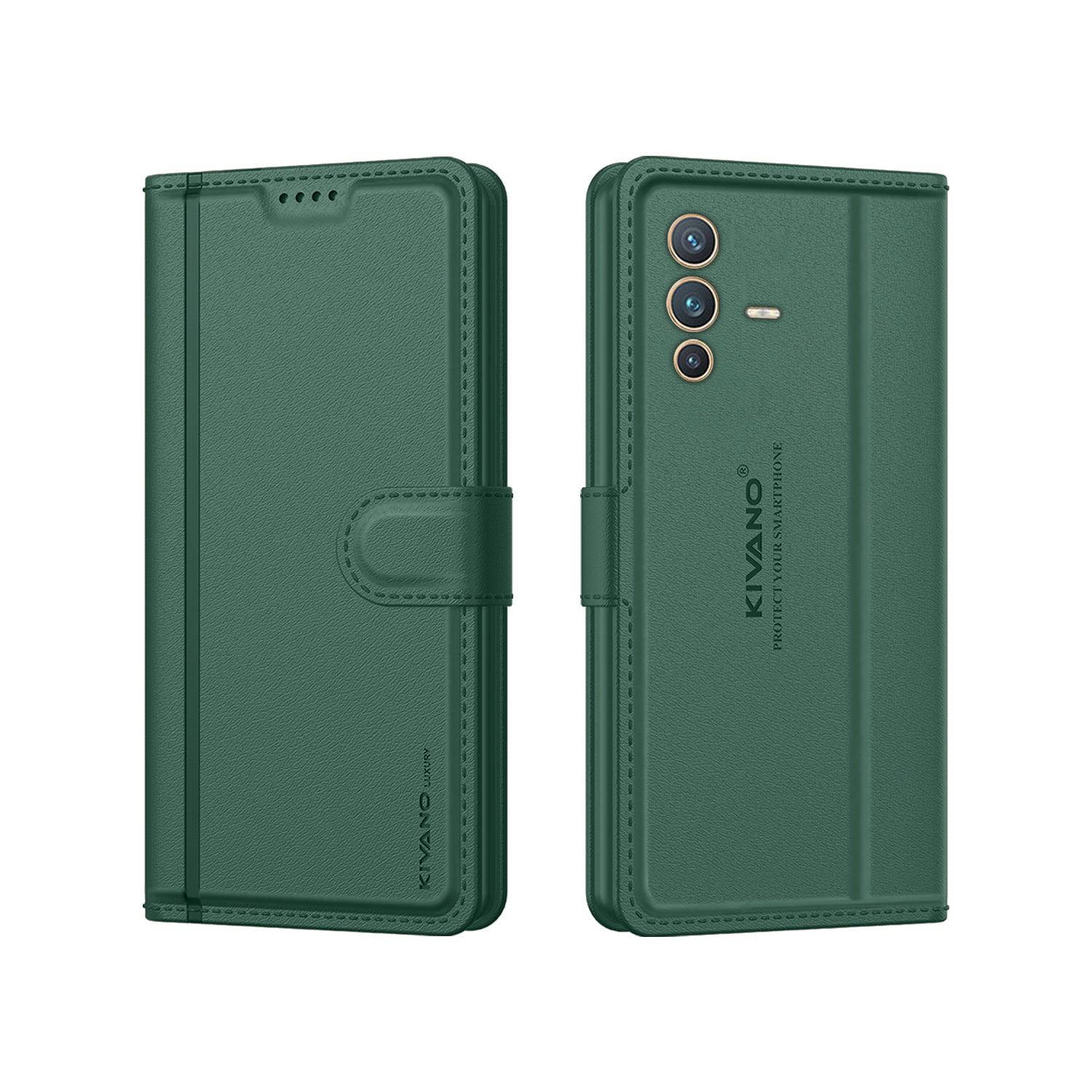 Leather Wallet Case for Vivo V23 Pro ?Stylish Flip Folio Cover with Card Holder, Stand -KIVANO LUXE - Aibex