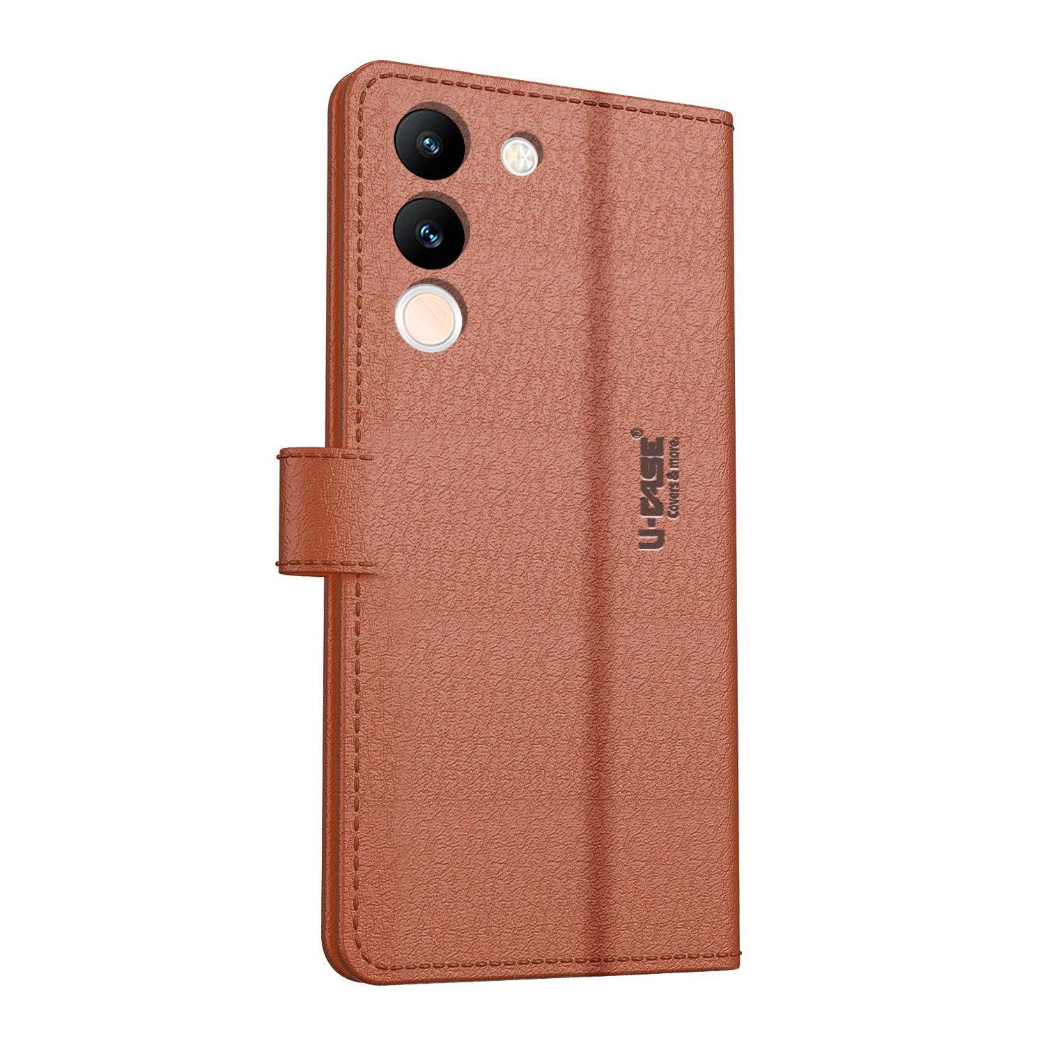 U-CASE Flip Cover for Vivo V29e Vegan Foldable Stand & Pocket Magnetic Closure - Aibex