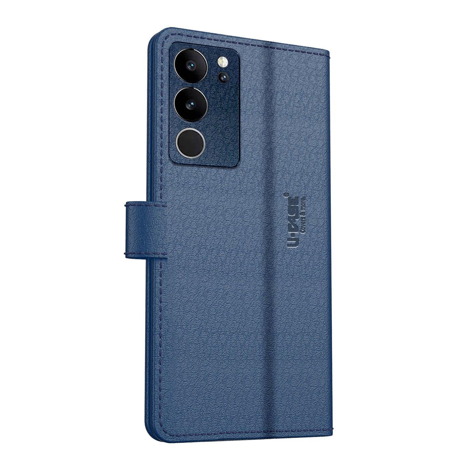 U-CASE Flip Cover for Vivo V29 Pro 5G Vegan Foldable Stand & Pocket Magnetic Closure - Aibex