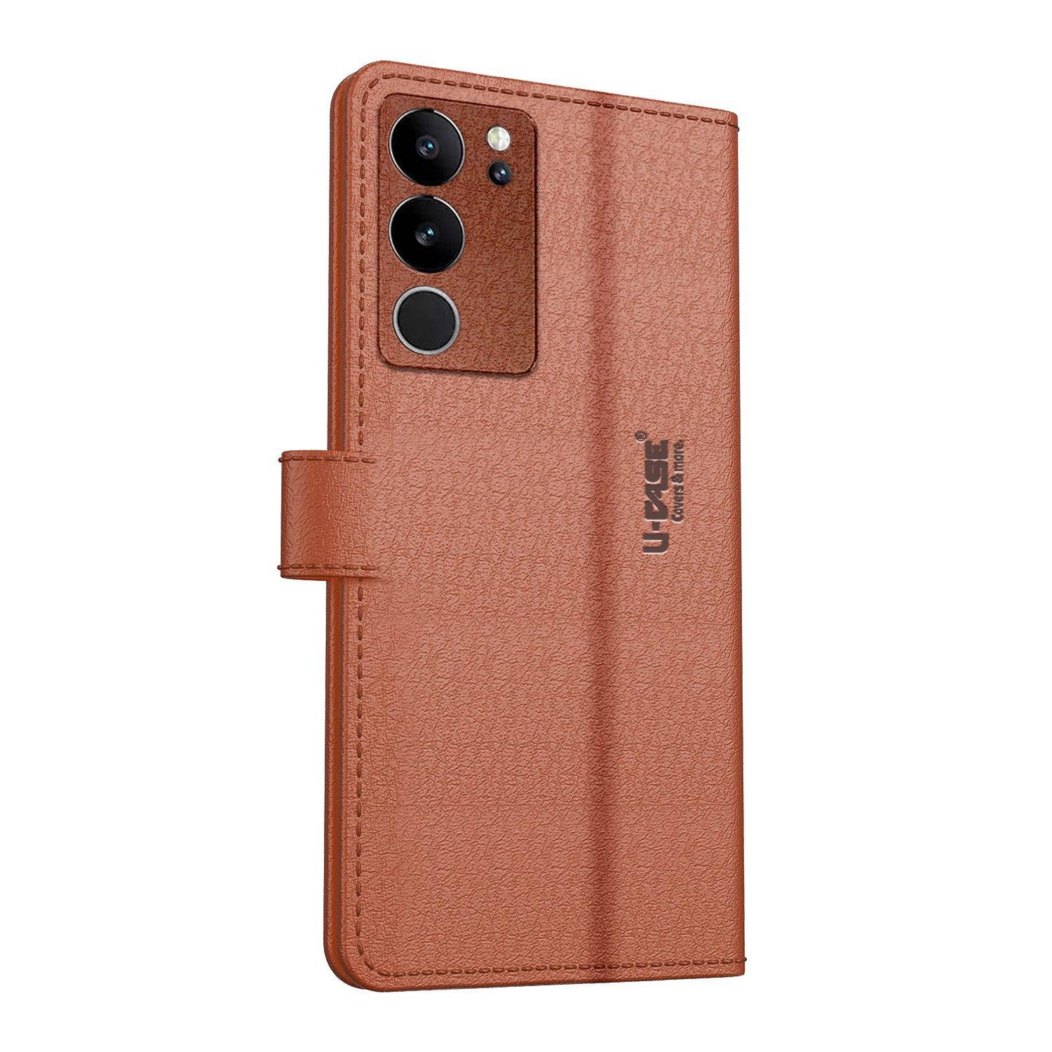 U-CASE Flip Cover for Vivo V29 Pro 5G Vegan Foldable Stand & Pocket Magnetic Closure - Aibex