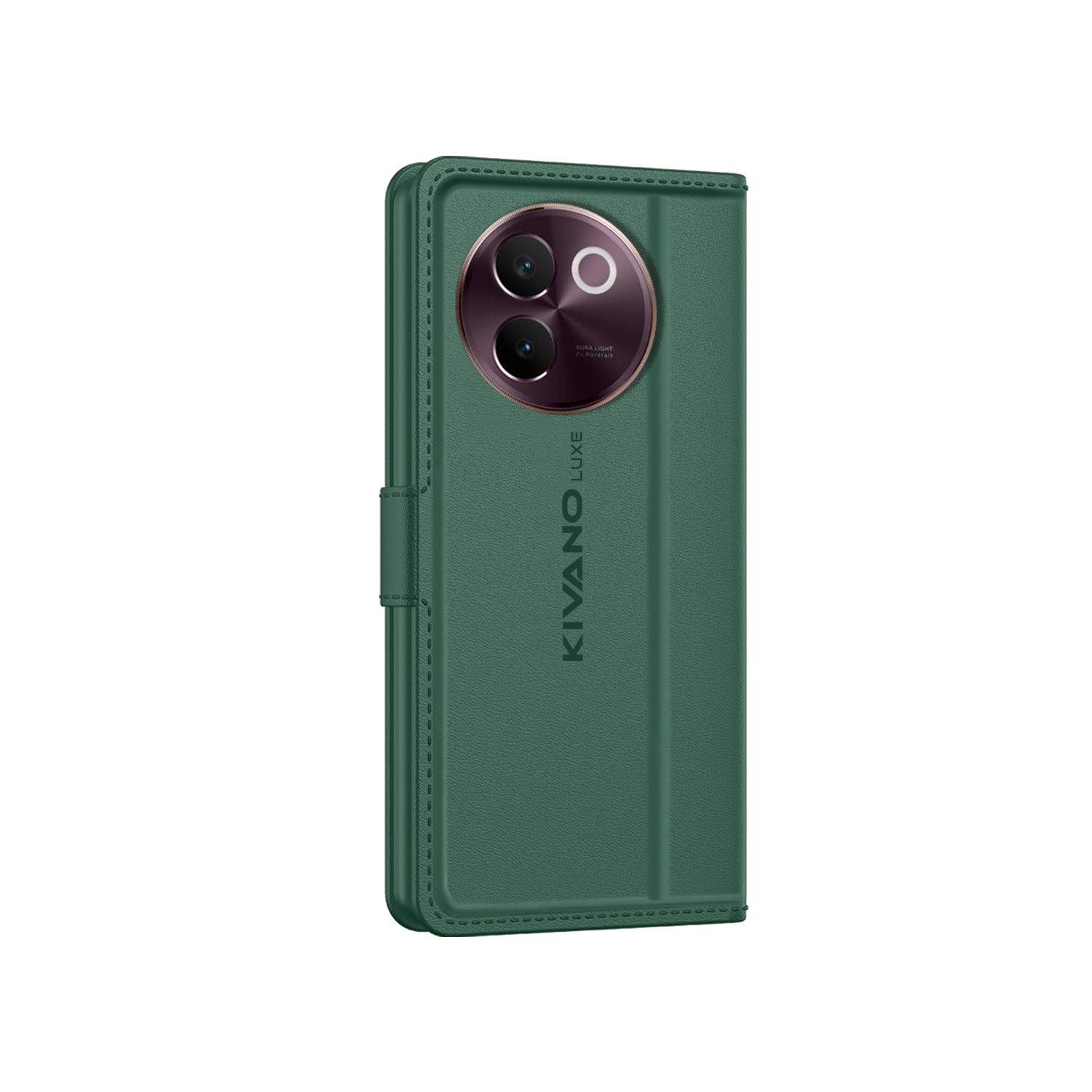 Vivo V30e 5G Leather Flip Cover & Mobile Card Holder - Kivano Luxe Green