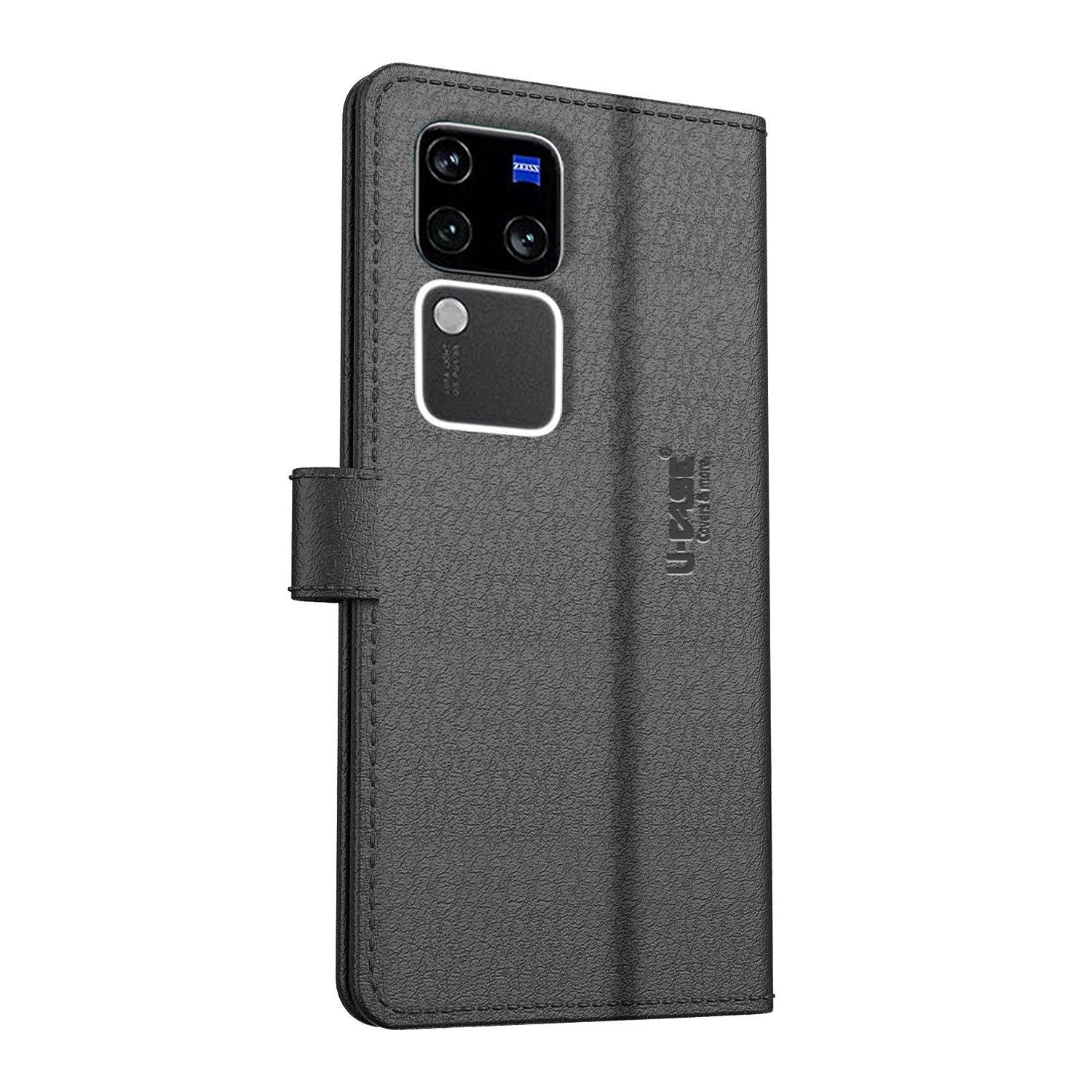 U-CASE Flip Cover for Vivo V30 Pro 5G Vegan Foldable Stand & Pocket Magnetic Closure - Aibex