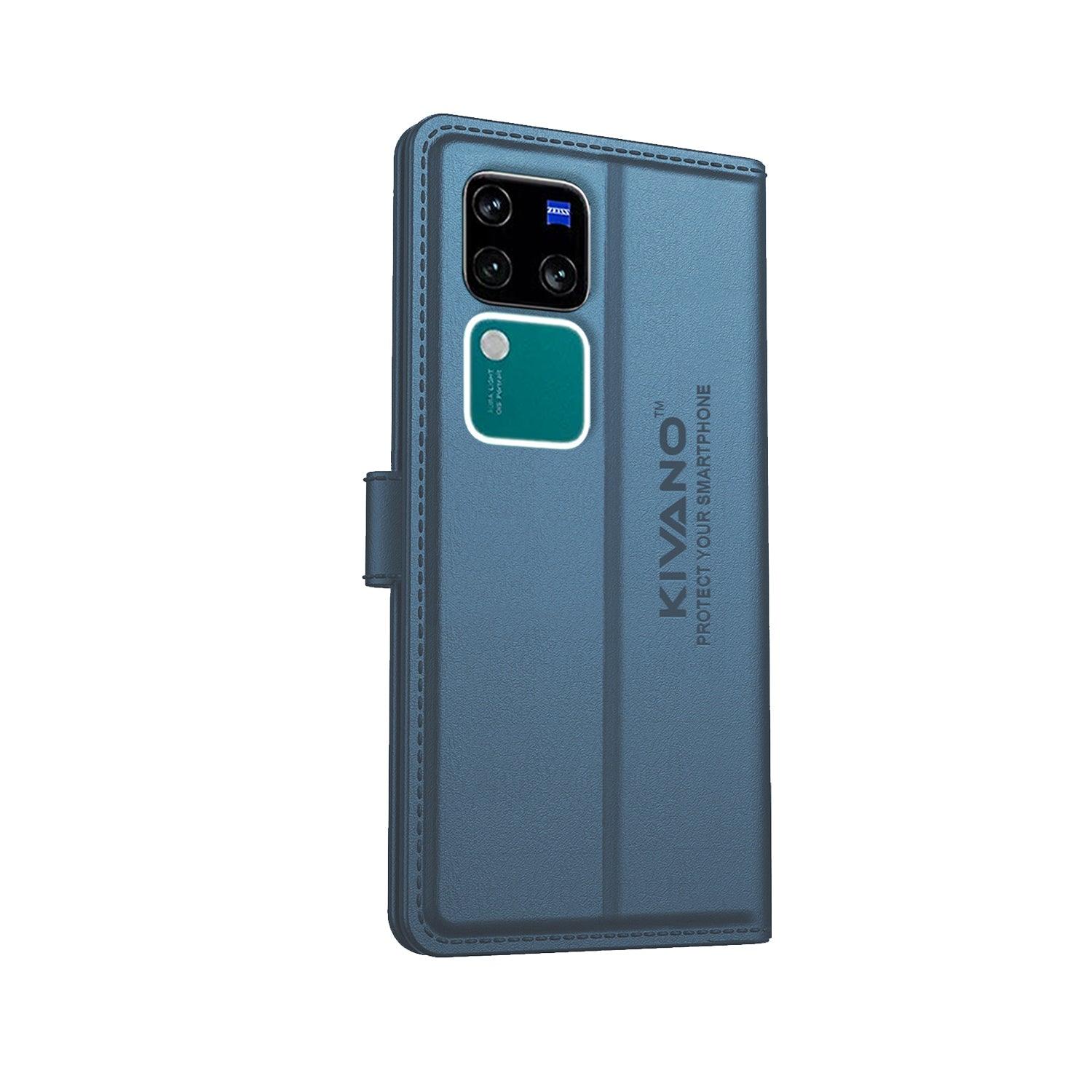 KIVANO Compatible with vivo v30 pro 5g Flip Cover | Leather Finish | Inside Pockets & Inbuilt Stand | Shockproof Wallet Style Magnetic Closure Back Cover Case - Aibex