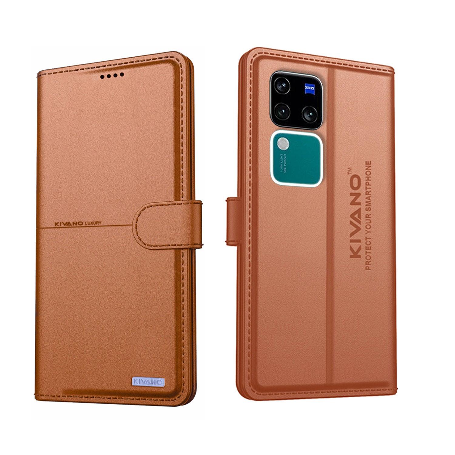 KIVANO Compatible with vivo v30 pro 5g Flip Cover | Leather Finish | Inside Pockets & Inbuilt Stand | Shockproof Wallet Style Magnetic Closure Back Cover Case - Aibex