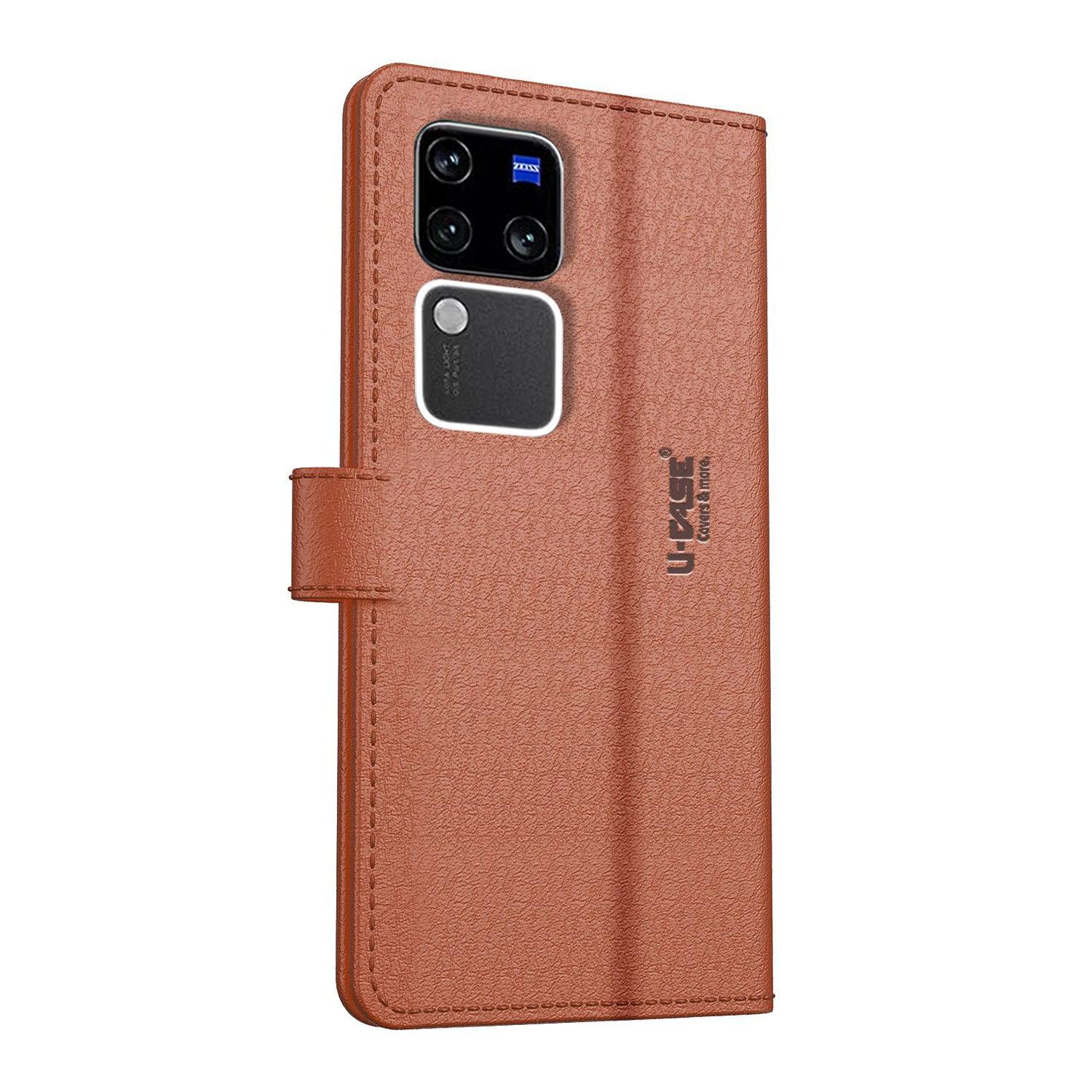 U-CASE Flip Cover for Vivo V30 Pro 5G Vegan Foldable Stand & Pocket Magnetic Closure - Aibex