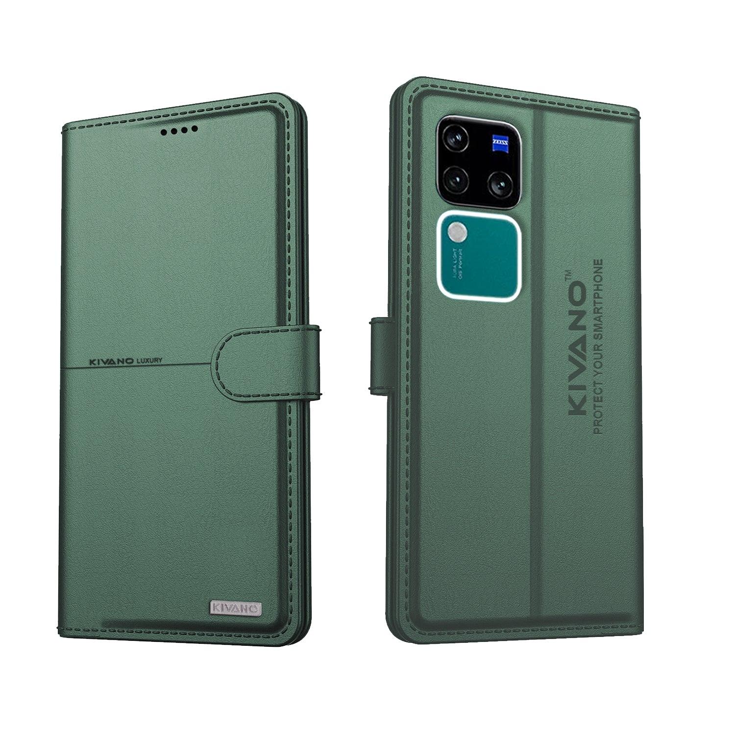 KIVANO Compatible with vivo v30 pro 5g Flip Cover | Leather Finish | Inside Pockets & Inbuilt Stand | Shockproof Wallet Style Magnetic Closure Back Cover Case - Aibex