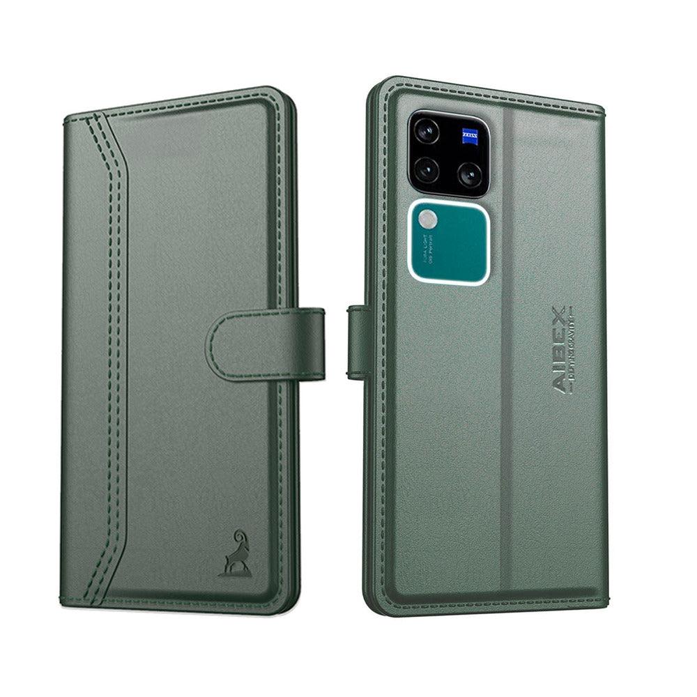 Vivo V30 Pro 5G Aibex PU Leather Flip Cover Foldable Stand & Pocket Magnetic Closure - Aibex