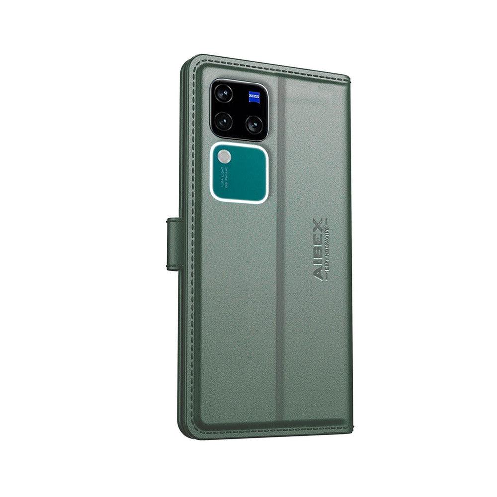 Vivo V30 Pro 5G Aibex PU Leather Flip Cover Foldable Stand & Pocket Magnetic Closure - Aibex
