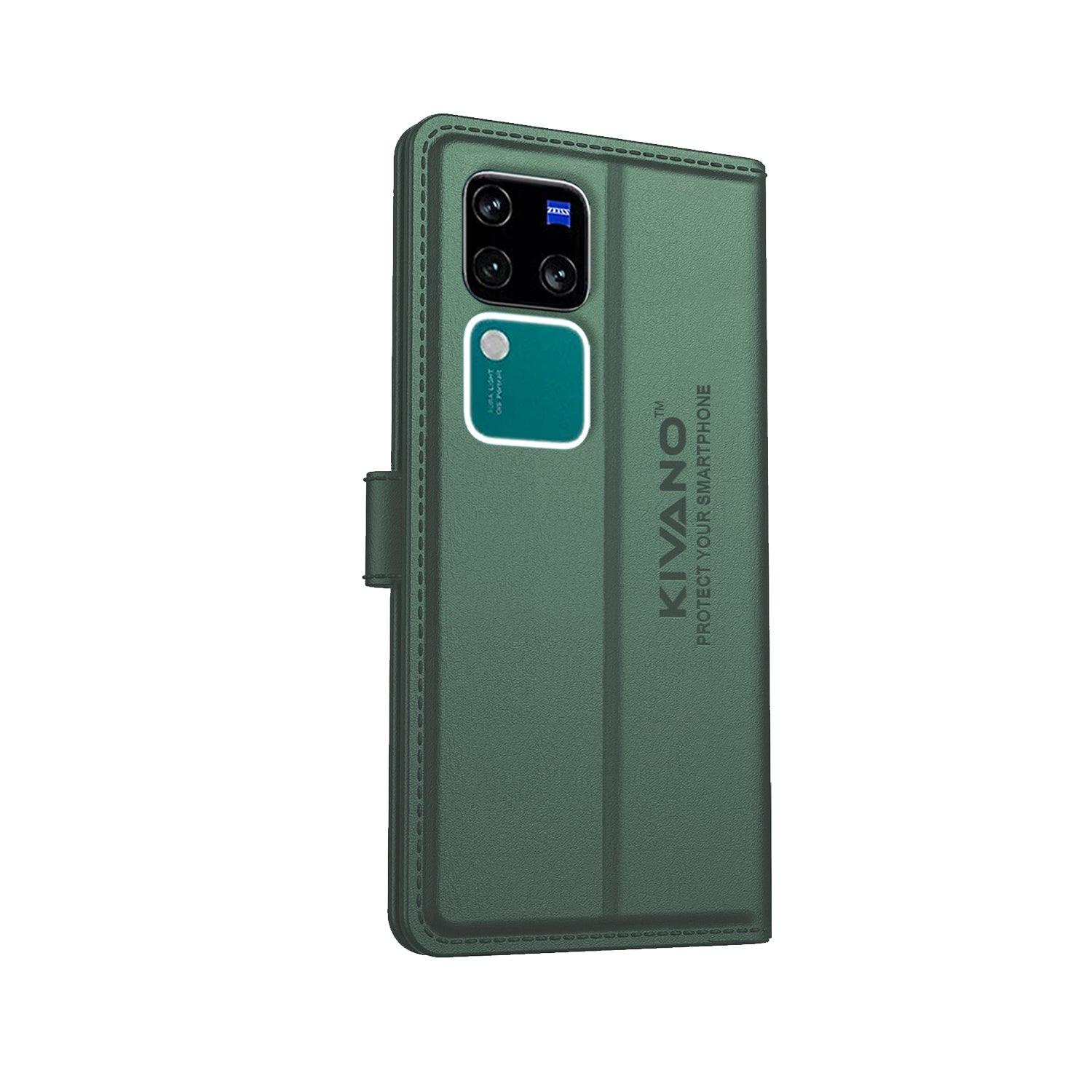 KIVANO Compatible with vivo v30 pro 5g Flip Cover | Leather Finish | Inside Pockets & Inbuilt Stand | Shockproof Wallet Style Magnetic Closure Back Cover Case - Aibex