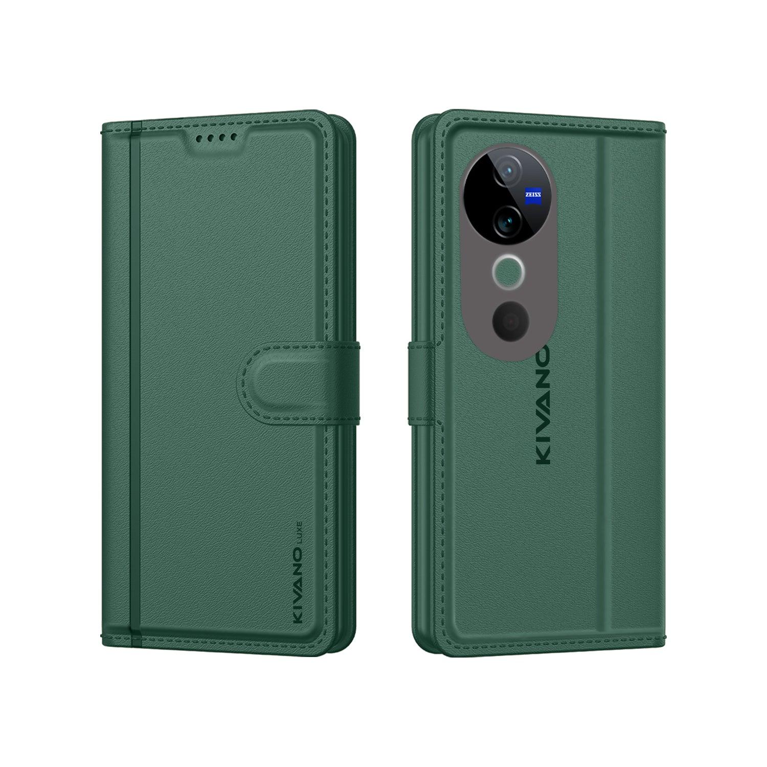 Leather Wallet Case for Vivo t3 ultra Stylish Flip Folio Cover with Card Holder, Stand -KIVANO LUXE - Aibex