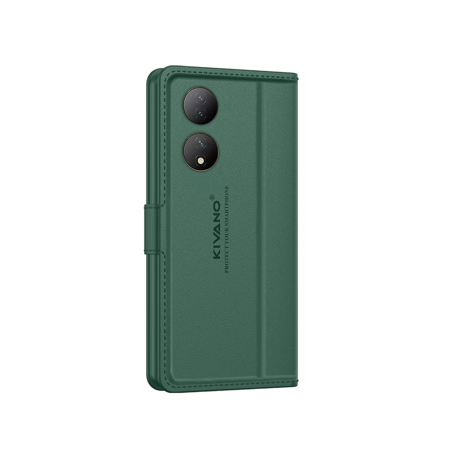 Leather Wallet Case for Vivo Y100/ Vivo T2 5G?Stylish Flip Folio Cover with Card Holder, Stand, Ideal for Both Men and Women -KIVANO LUXE - Aibex