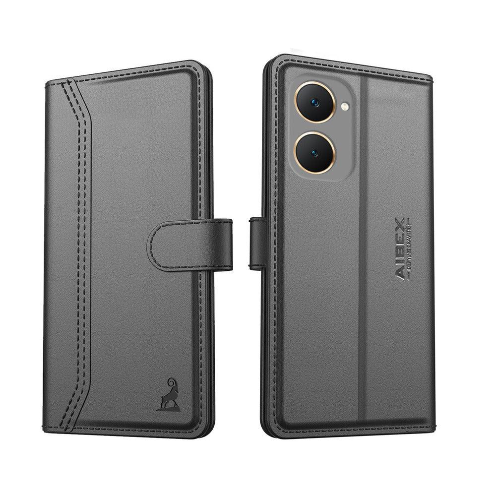 Vivo Y28S 5G Aibex PU Leather Flip Cover Foldable Stand & Pocket Magnetic Closure - Aibex