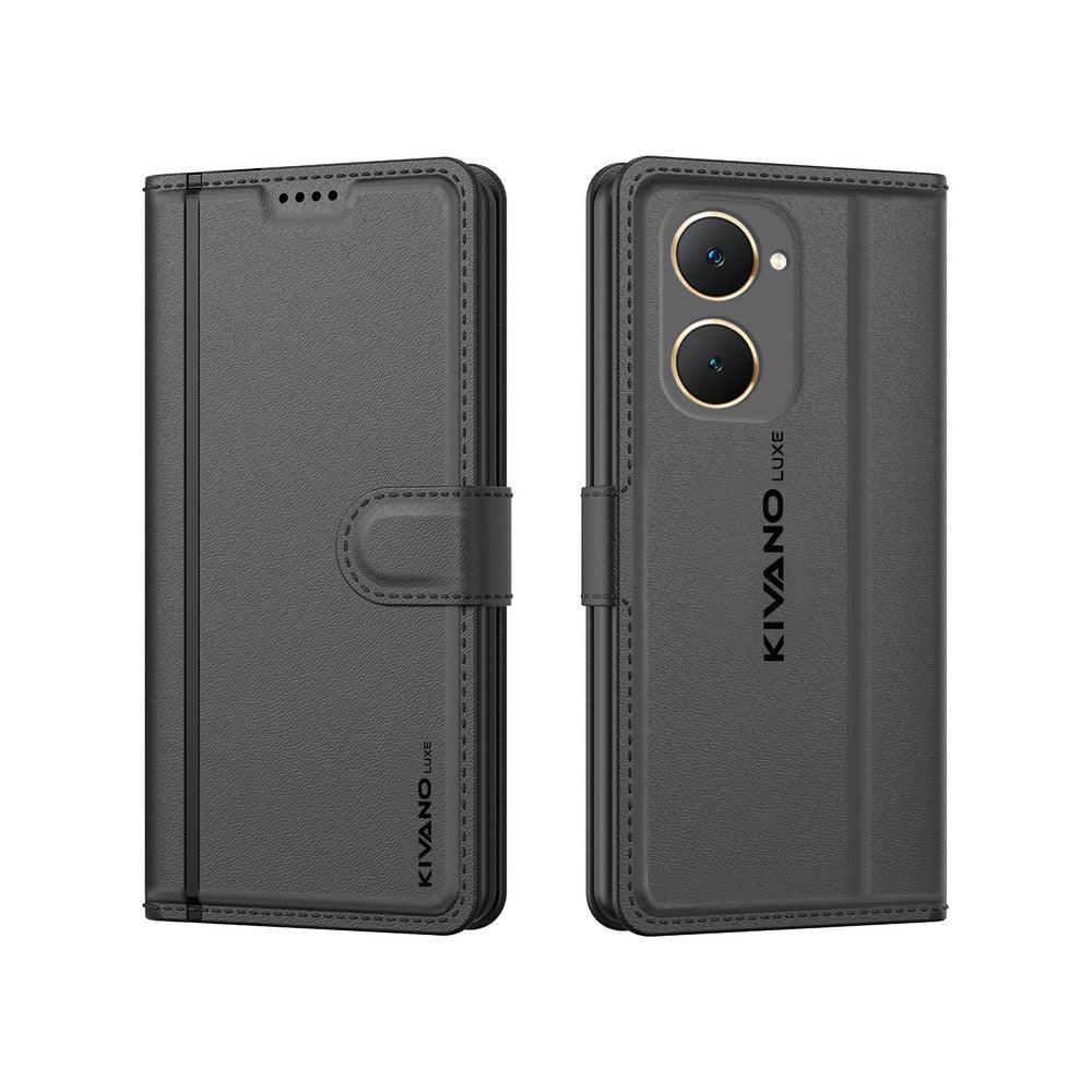 Leather Wallet Case for Vivo T3 Light ?Stylish Flip Folio Cover with Card Holder, Stand -KIVANO LUXE - Aibex