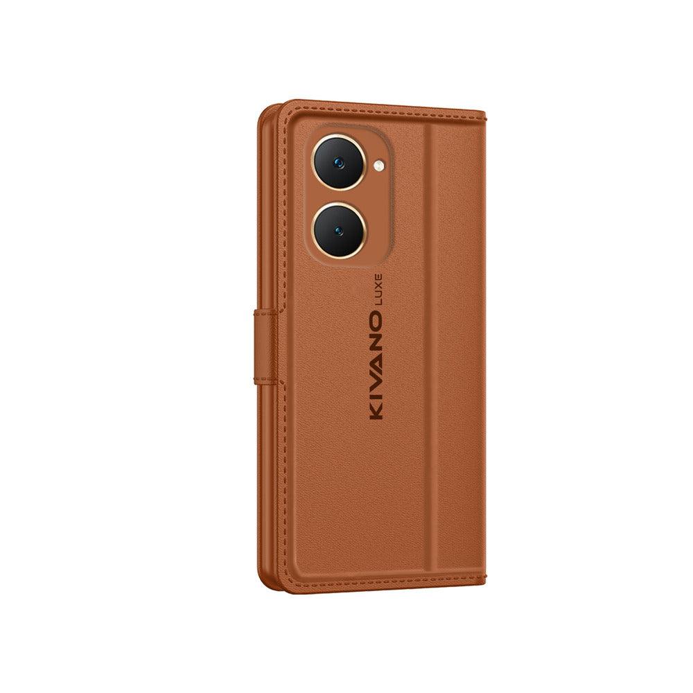 Leather Wallet Case for Vivo Y28S 5g ?Stylish Flip Folio Cover with Card Holder, Stand -KIVANO LUXE - Aibex