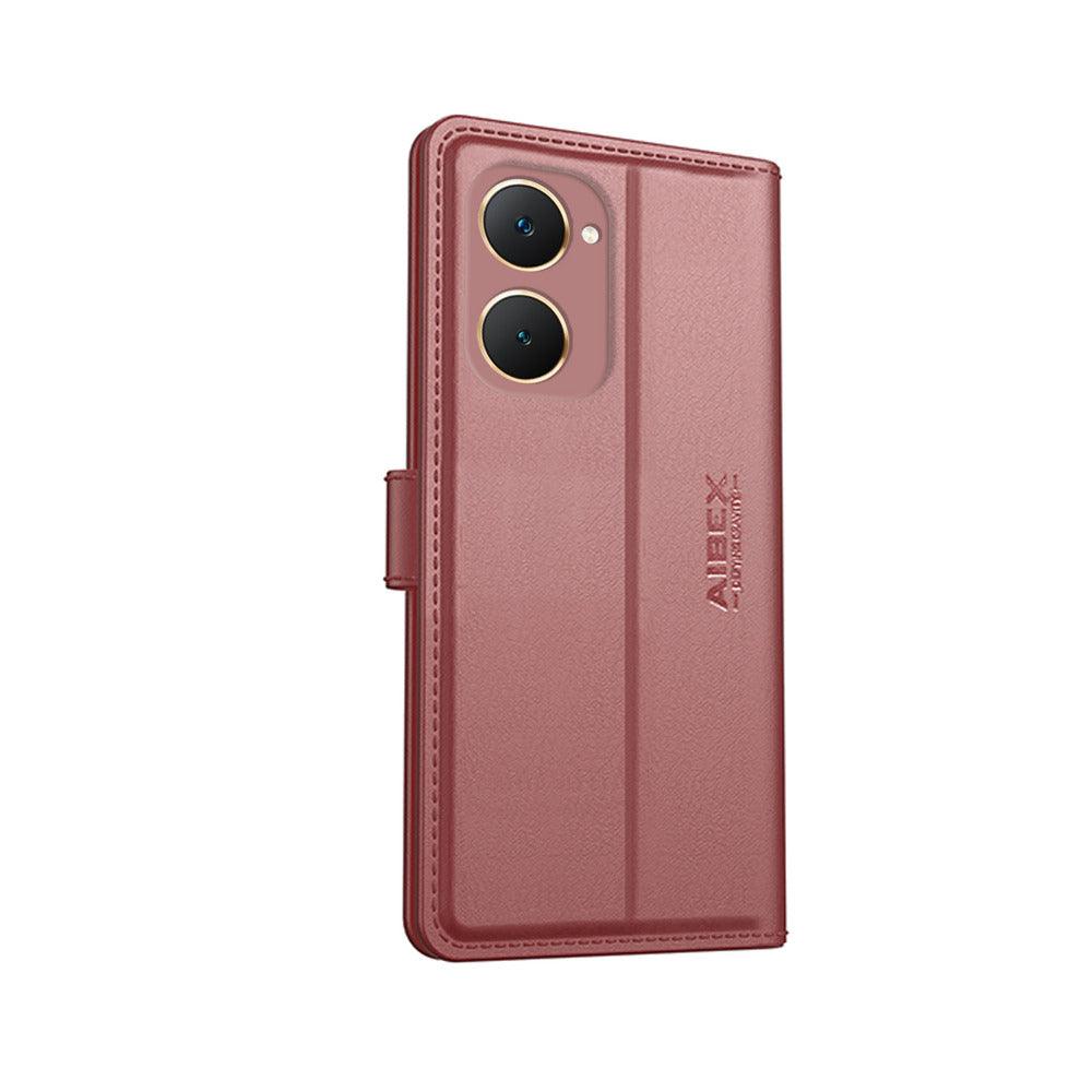 Vivo Y28S 5G Aibex PU Leather Flip Cover Foldable Stand & Pocket Magnetic Closure - Aibex