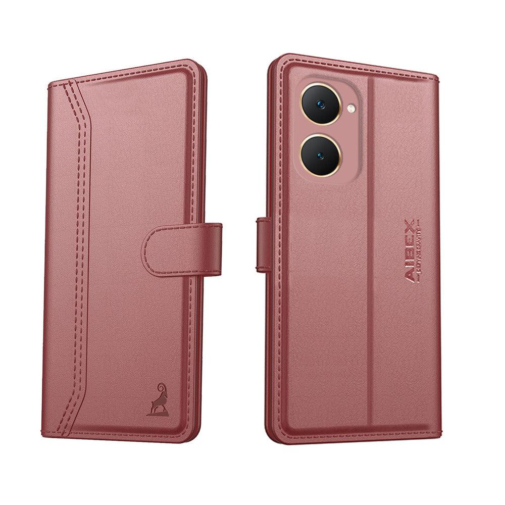 Vivo Y28S 5G Aibex PU Leather Flip Cover Foldable Stand & Pocket Magnetic Closure - Aibex