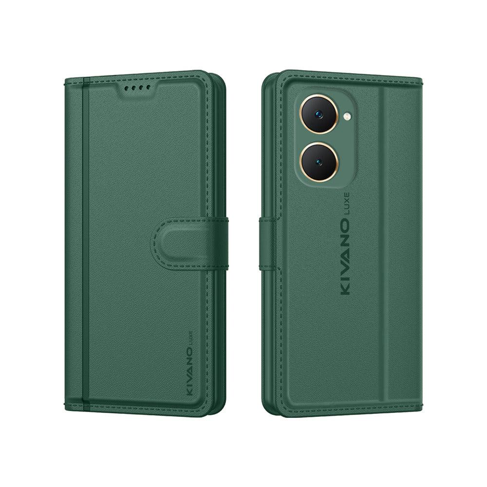 Leather Wallet Case for Vivo T3 Light ?Stylish Flip Folio Cover with Card Holder, Stand -KIVANO LUXE - Aibex