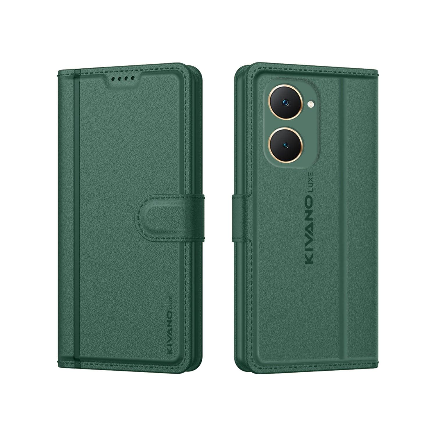 Leather Wallet Case for Vivo Y18 4G Stylish Flip Cover with Card Holder, Stand -KIVANO LUXE - Aibex