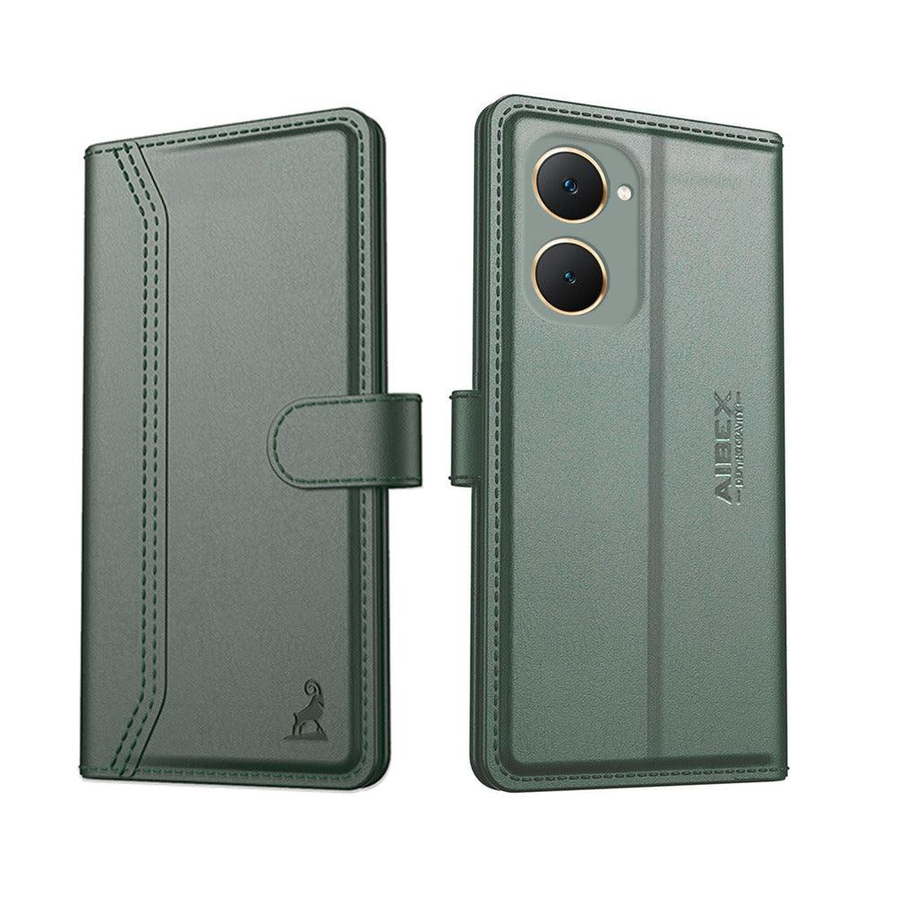 Vivo Y28S 5G Aibex PU Leather Flip Cover Foldable Stand & Pocket Magnetic Closure - Aibex
