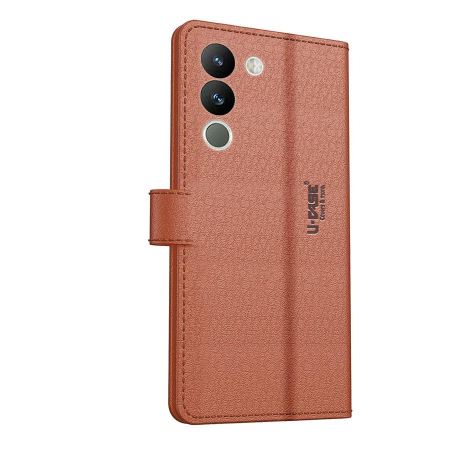 U-CASE Flip Cover for Vivo Y200 Vegan Foldable Stand & Pocket Magnetic Closure - Aibex
