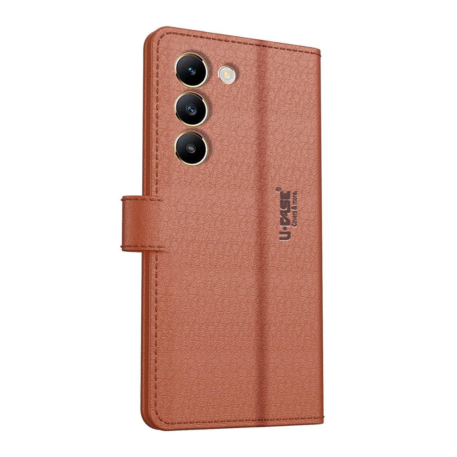 U-CASE Flip Cover for Vivo Y200 E 5G Vegan Foldable Stand & Pocket Magnetic Closure - Aibex