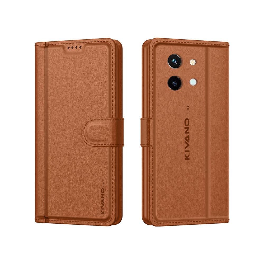 Leather Wallet Case for Vivo Y58 5G ?Stylish Flip Folio Cover with Card Holder, Stand -KIVANO LUXE - Aibex