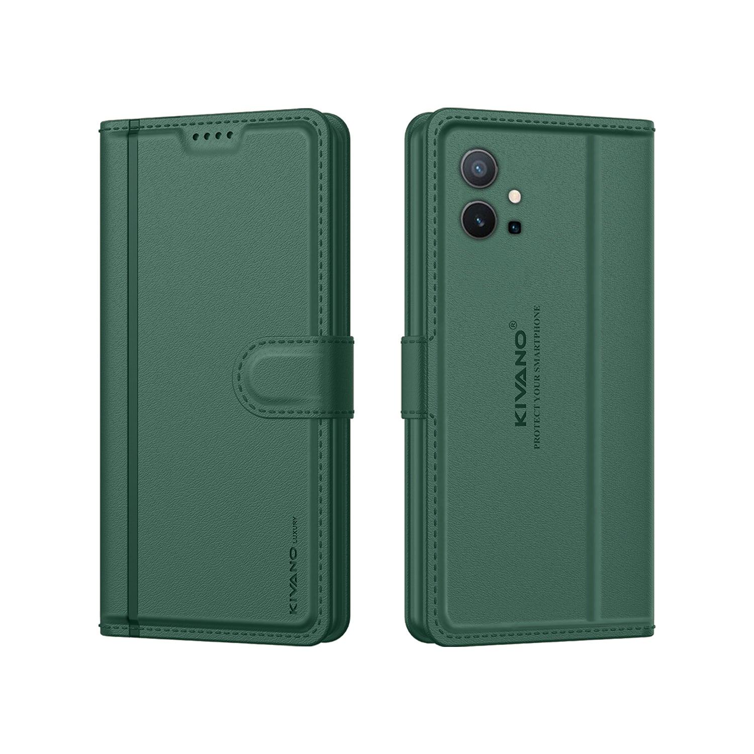 Leather Wallet Case for Vivo V23e/ Vivo Y75 4G ?Stylish Flip Folio Cover with Card Holder, Stand, Ideal for Both Men and Women -KIVANO LUXE - Aibex
