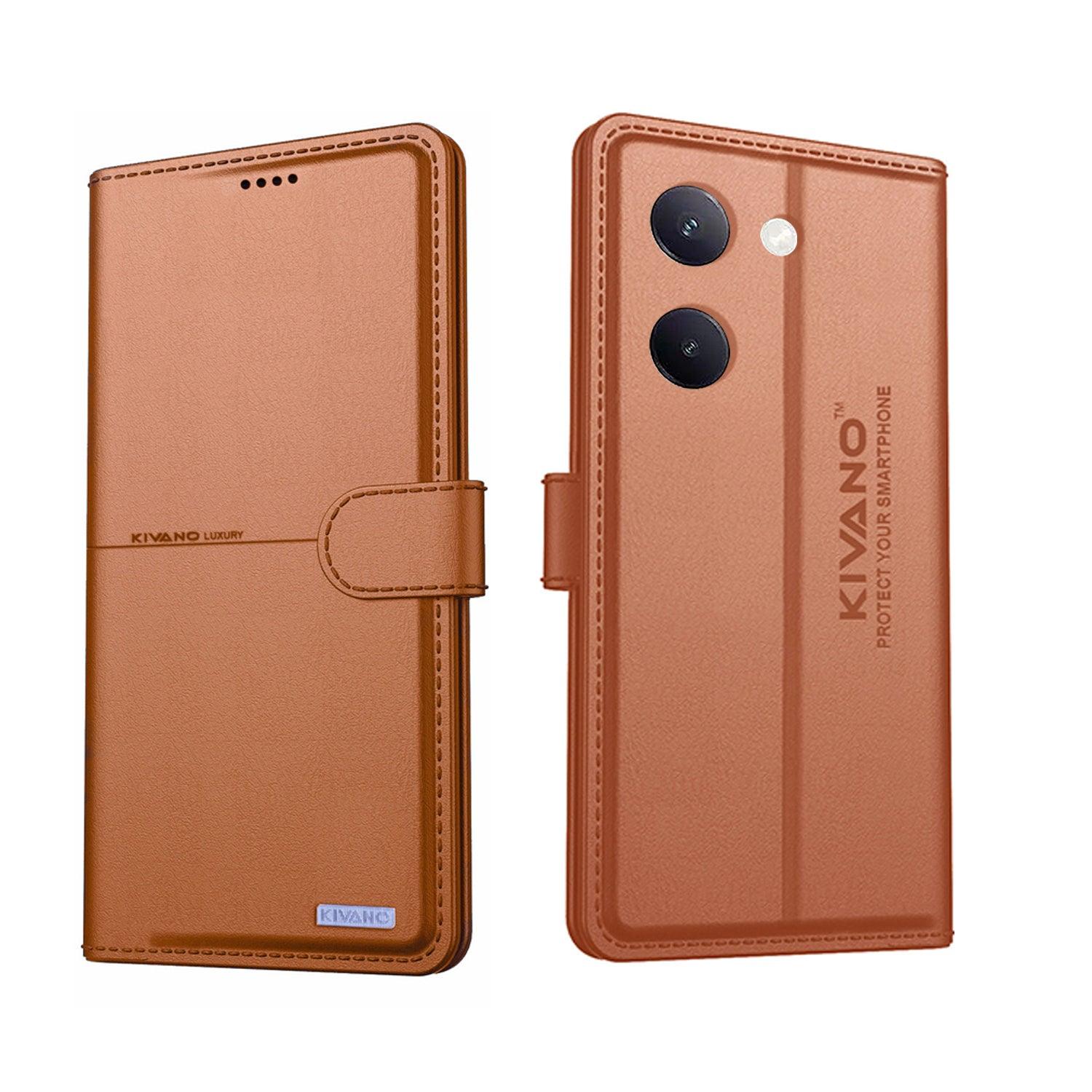 KIVANO Compatible with vivo y200 pro Flip Cover | Leather Finish | Inside Pockets & Inbuilt Stand | Shockproof Wallet Style Magnetic Closure Back Cover Case - Aibex