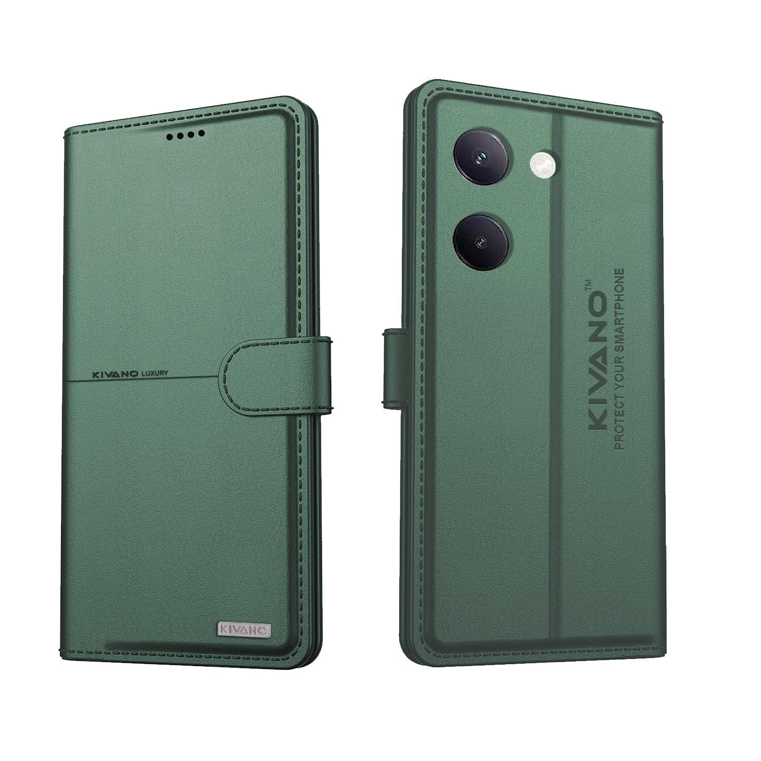 KIVANO Compatible with vivo y200 pro Flip Cover | Leather Finish | Inside Pockets & Inbuilt Stand | Shockproof Wallet Style Magnetic Closure Back Cover Case - Aibex